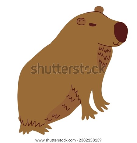 capybara in vector. wild animal in flat style. Template for poster logo icon for app website. Series of animal images in flat style