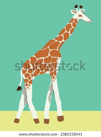 giraffe in vector. wild animal in flat style. Template for poster logo icon for app website. Series of animal images in flat style