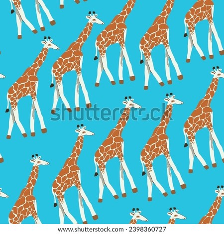 seamless pattern with giraffe in vector. wild animal in flat style. For background, wallpaper, textile, print, wrapping. Series of animal images in flat style