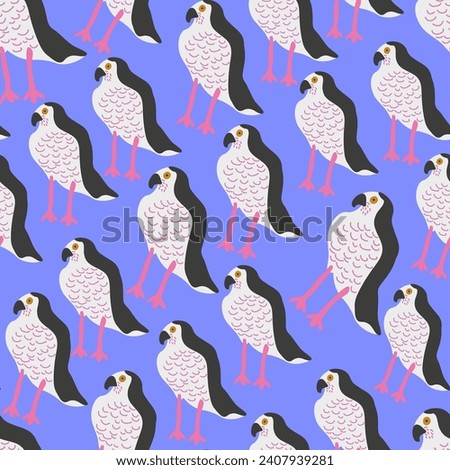 seamless pattern with song hawk vector. wild animal in flat style. Template for poster logo icon for app website. Series of animal images in flat style