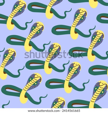 seamless pattern with snake in vector. wild animal in flat style. Template for design, print, background, packaging, book, wrapping paper, fabric.