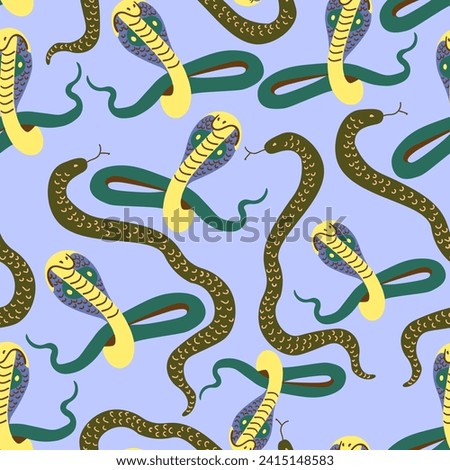seamless pattern with snakes in vector. wild animal in flat style. Template for design, print, background, packaging, book, wrapping paper, fabric.