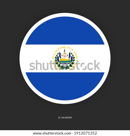 El Salvador circle flag icon with white border isolated on barely dark background.