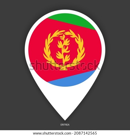 Eritrea marker icon on dark grey background. Eritrea pin icon isolated on barely dark background.