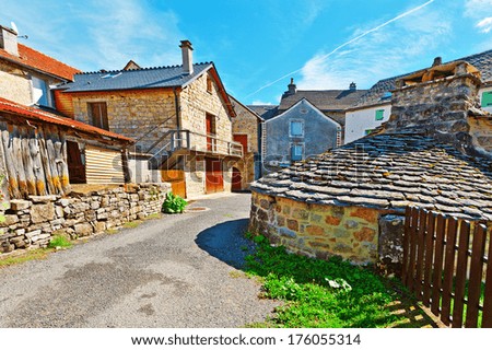 Deserted Street of the French City of Les Salelles