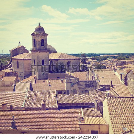 Bird\'s Eye View on the Roofs of the City of Beaucaire, Instagram Effect
