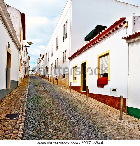 Narrow Street in the Medieval Portuguese City of Logos