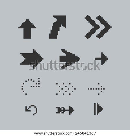 Set of black pixel arrows