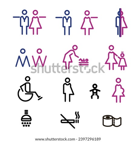 
Toilet linear icons set. Vector illustration. Isolate on white background.