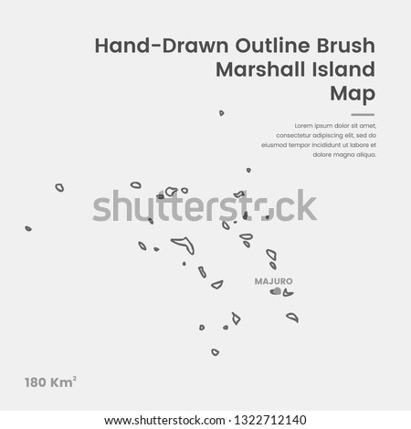 Cartoon Marshall Island Map, Hand Drawn Marshall Island Map, Doodle Marshall Island Map Vector Outline Style Map Information