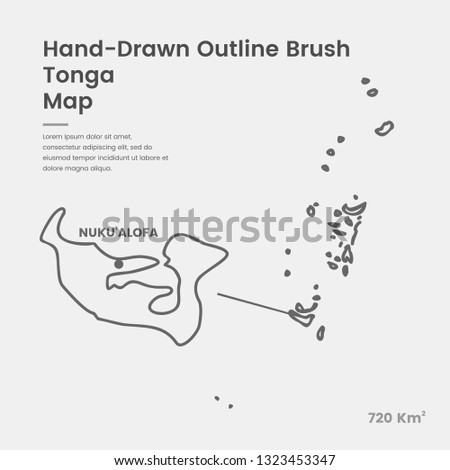 Cartoon Tonga Map, Hand Drawn Tonga Map, Doodle Tonga Map Vector Outline Style Map Information