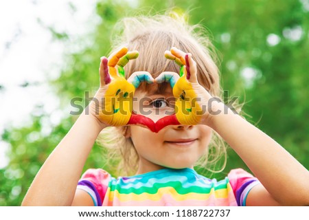 Similar – Image, Stock Photo Focused little kid drawing at table