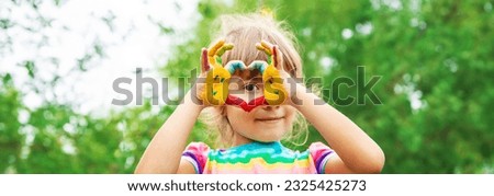 Similar – Image, Stock Photo Boy hands playing to be chemist with colorful liquids