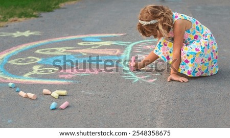 Similar – Image, Stock Photo Focused little kid drawing at table