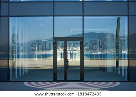 Similar – Image, Stock Photo Brick facade with window and unicorn balloon