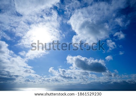 beautiful blue sky with fluffy white clouds ストックフォト © 