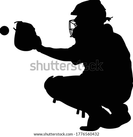 american baseball catcher silhouette vector