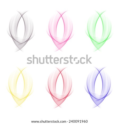 Abstract color wave design element (set of elements with curved waves)