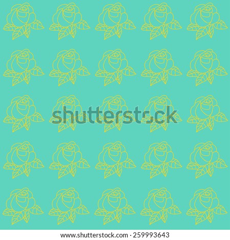 Colorful roses pattern, vector. Rose illustration isolated on bright background. Flower roses pattern illustration, vector. Roses silhouette, flower floral design, retro vintage flower pattern.