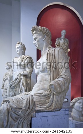 Tripoli, Libya - April 2009: Roman statues in the National Museum