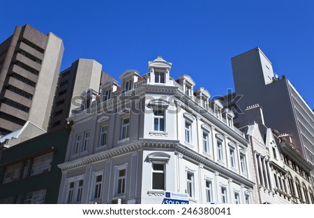 Cape town, South Africa - March 5 2010: Traditional and modern  architectures in Spin street