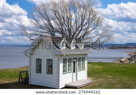 Roberval, Canada - May 10 2014: A small typical houses on the St Jean lakeside