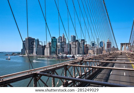 U.S.A., New York,Manhattan,the city seen fro the Brooklyn Bridge