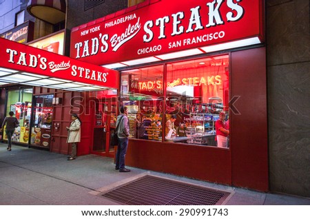 New York, U.S.A. - October 9 2010:  Manhattan, a steak house near Rockefeller Center