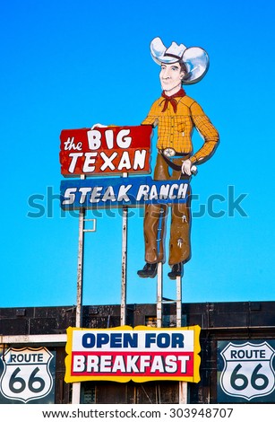 Amarillo, U.S.A. - May 21 2011: Texas, a steak house sign