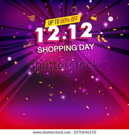 12.12 Shopping day sale banner with Singles Day for special offers, shopping holiday sales and discounts. Promotion and shopping template  ストックフォト © 