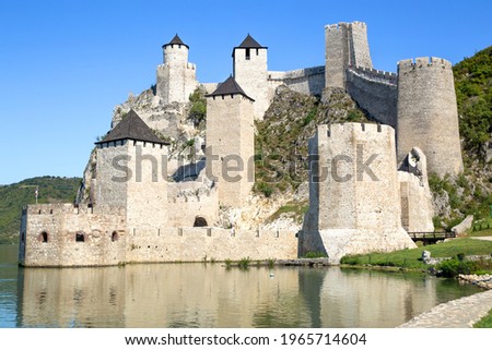 Golubac Fortress on Danube river in Serbia in close up. Imagine de stoc © 