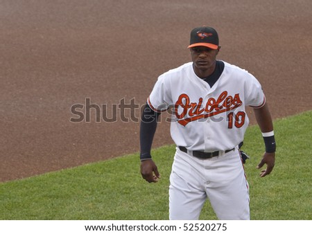 BALTIMORE - MAY 1: Adam Jones of the Baltimore Orioles stands before a game at Camden Yards on May 1, 2010 in Baltimore, Maryland