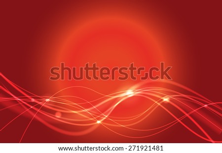 Abstract waved lines on red background