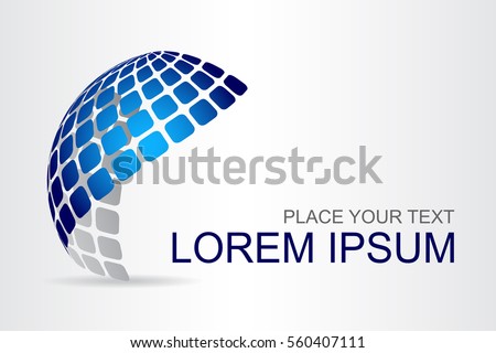 Logo stylized spherical surface with abstract shapes. This logo is suitable for global company, world technologies and media and publicity agencies 