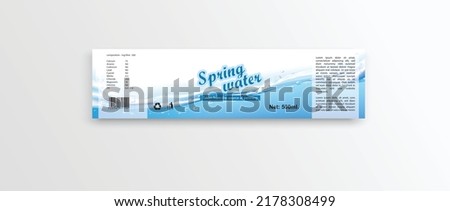 water packaging label with water water bubble on blue background.100% Vector design.