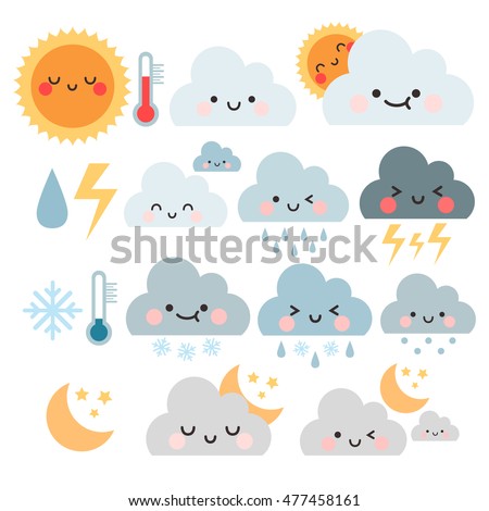 Cute Weather Icons Vector | Download Free Vector Art | Free-Vectors