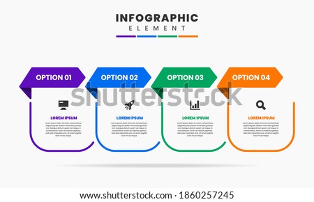 Vector Graphic of Infographic Element Design Icon Templates with 4 Options or Steps. Suitable for Process Diagram, Presentations, Workflow Layout, Banner, Flow Chart, Infographic.