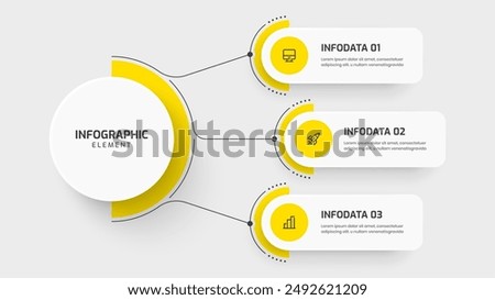 Business Central Circle Infographic Template with Yellow Color, Circle Label, Line, 3 Option and Icon