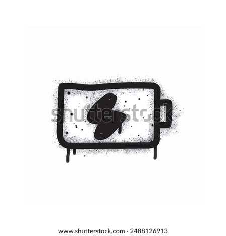 Spray the battery charge mark painted black on white. Battery charging symbol. isolated on white background. vector illustration