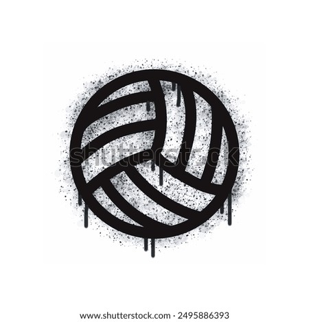 Volleyball graffiti spray painted black on white.