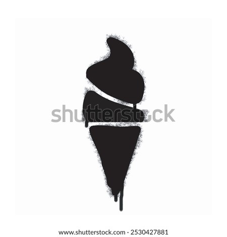 Spray graffiti ice cream icon isolated on white background. graffiti ice cream icon with overspray in black on white. Vector illustration.