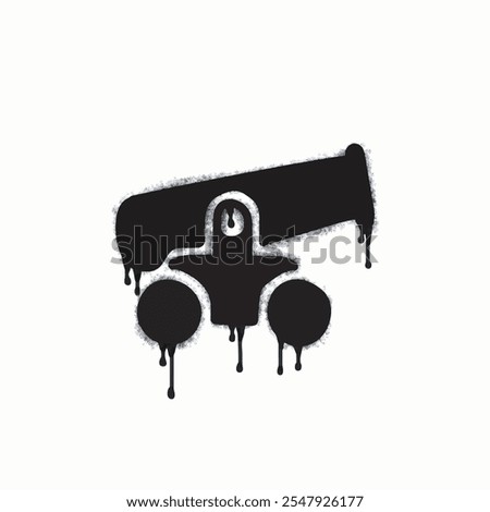 Spray graffiti cannon icon isolated on white background. graffiti cannon icon with overspray in black on white. Vector illustration.
