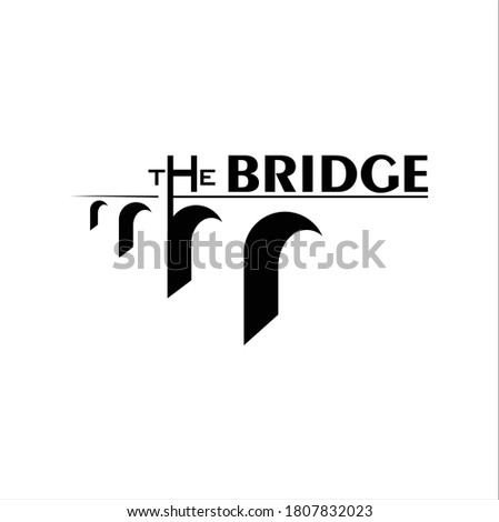 Vintage Bridge and Letter The Bridge Landscape silhouette view logo design