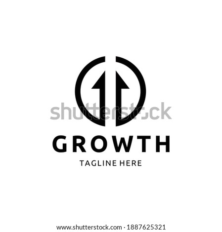 Arrow Up Isolated on Black Circular Logo Design