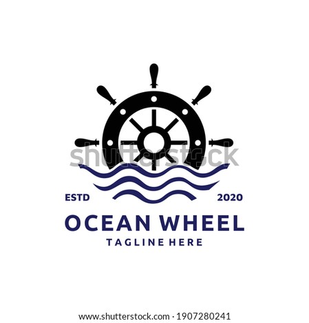 Steering Wheel and Sea Wave for Boat Logo Design