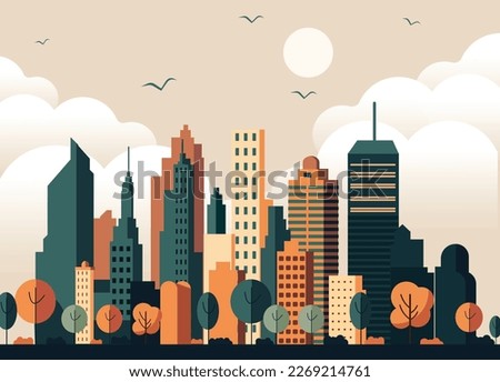 Cityscape- Minimalistic flat design landscape illustration. 