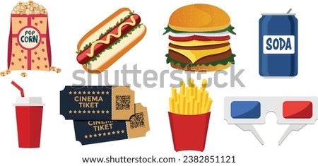 set of cine items, fast food