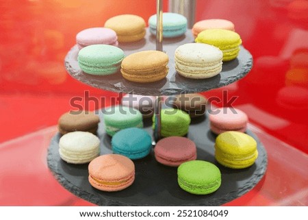 Similar – Image, Stock Photo Stack of fresh macaroons on table