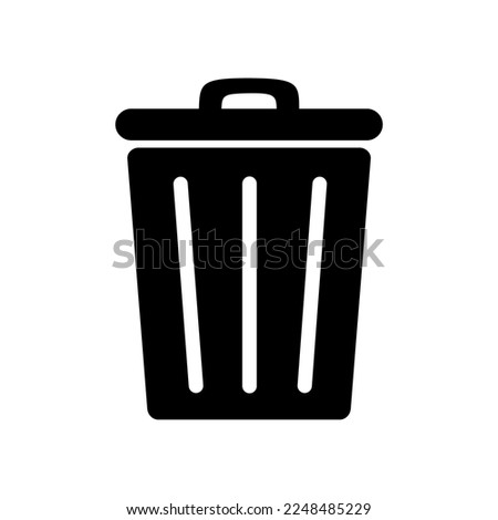 GARBAGE BASKET PICTOGRAM IN BLACK COLOR, ISOLATED