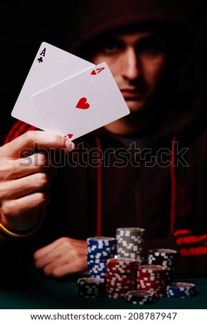 A picture of a very lucky player of poker